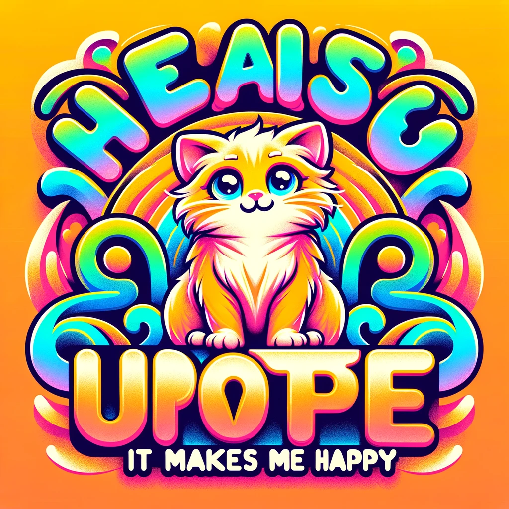 DALL\xB7E 2024-05-08 00.50.08 - A visually appealing graphic design featuring the text \'Please Upvote. It makes me happy\' in vibrant, eye-catching colors. The background should inclu.webp