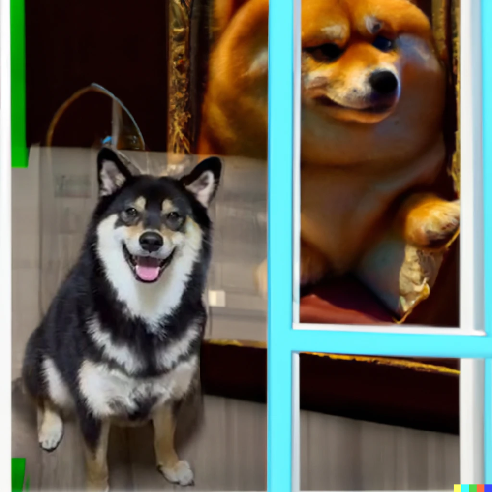 DALL\xB7E 2023-10-10 11.52.54 - Near the dog there is a sliding window, Show in the style of Monet\'s painting .png