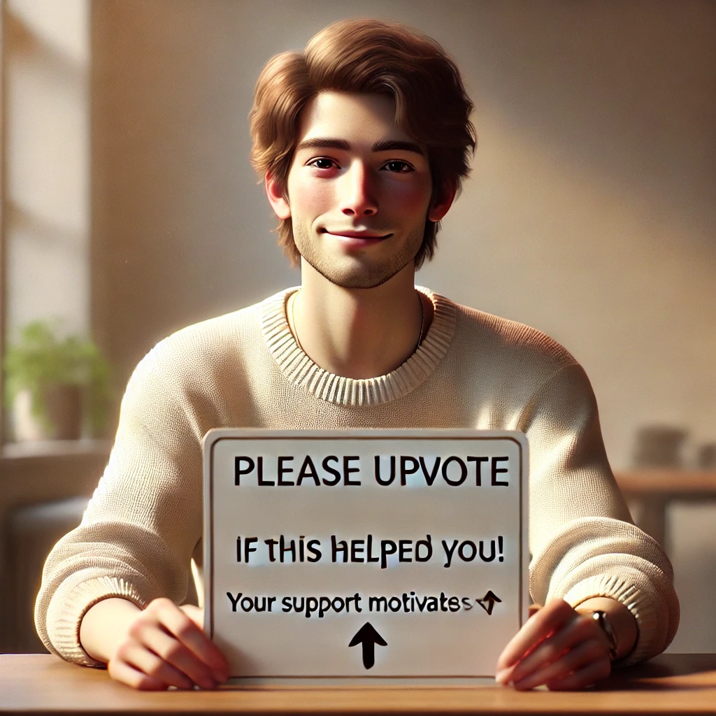 DALLΒ·E 2025-01-21 10.20.30 - A realistic, soft-toned image of a kind and humble person, sitting at a desk with a gentle smile, holding a sign that says_ 'Please upvote if this hel.webp