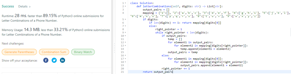 Letter Combinations Of A Phone Number Faster Than 89 15 Submissions 