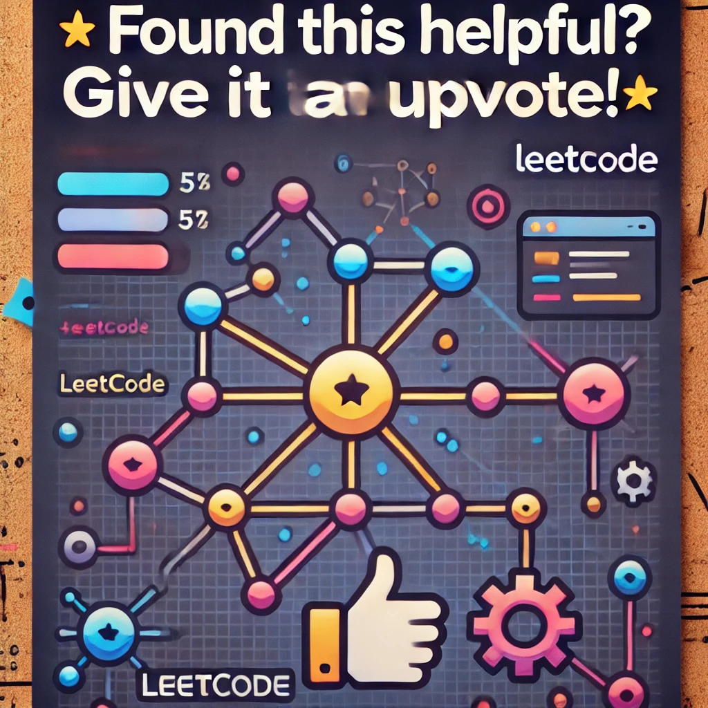 DALLยทE 2025-03-23 09.58.58 - A fun and engaging poster asking for upvotes on a LeetCode solution. The poster features a graph with connected components highlighted in different co.webp