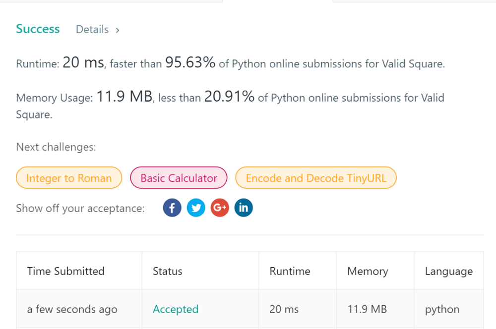 Python Solution better than 95% (adapted version from another Solution ...